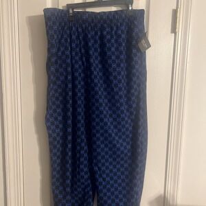 NWT Men's MICHAEL KORS BLUE Brushed Flannel MK Logo PAJAMA Lounge PANTS NWT Med